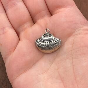 Vintage 925 Sterling Silver Native American Pottery Bowl Pendant Bracelet Charm